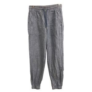 Athleta Cabo Linen Jogger High-rise Pull-on Pants blue sz 2 nautical athleisure